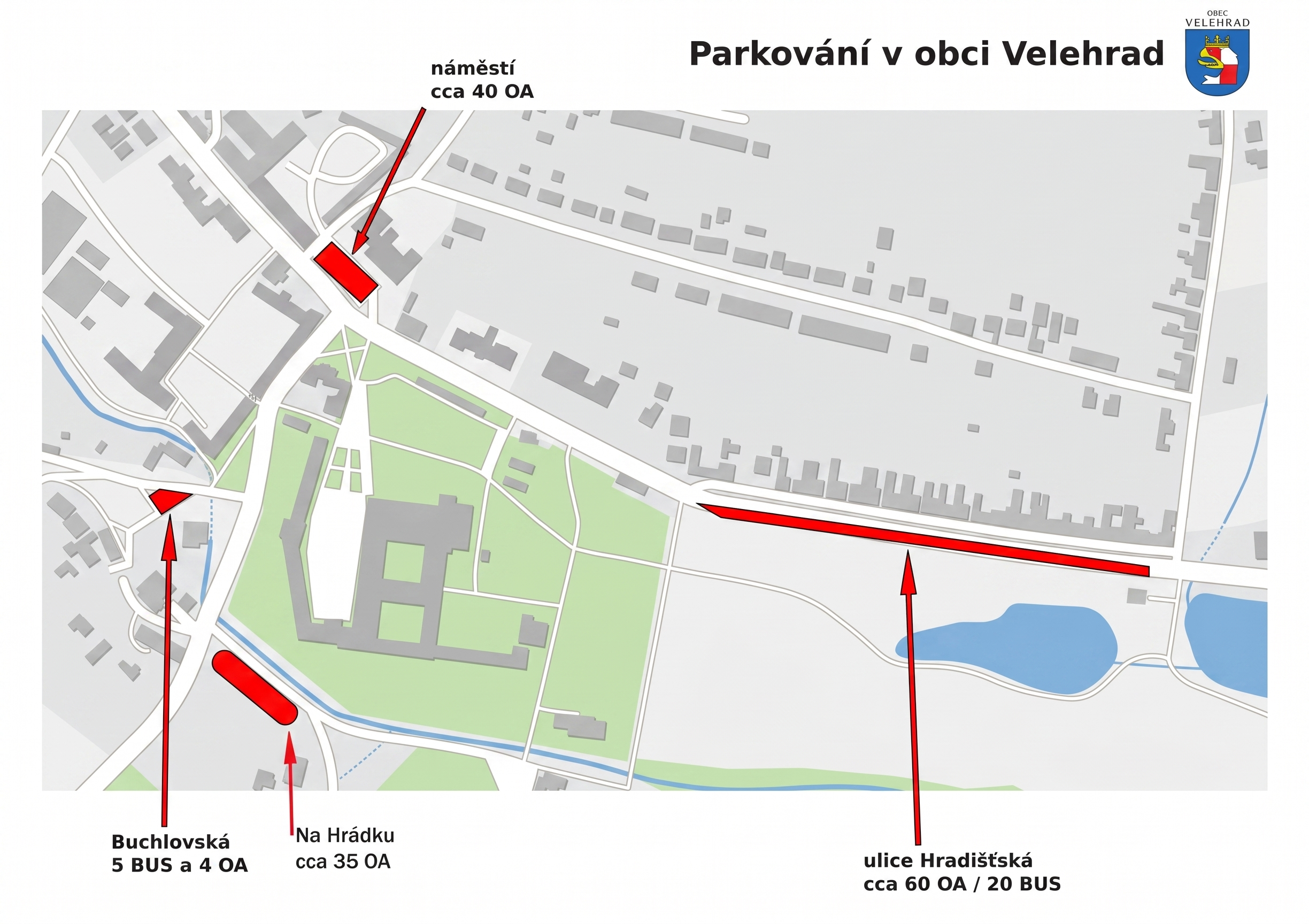 Mapa parkování v obci Velehrad